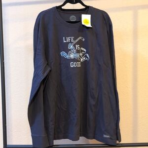 Life is good hockey player gray shirt XXL NWT